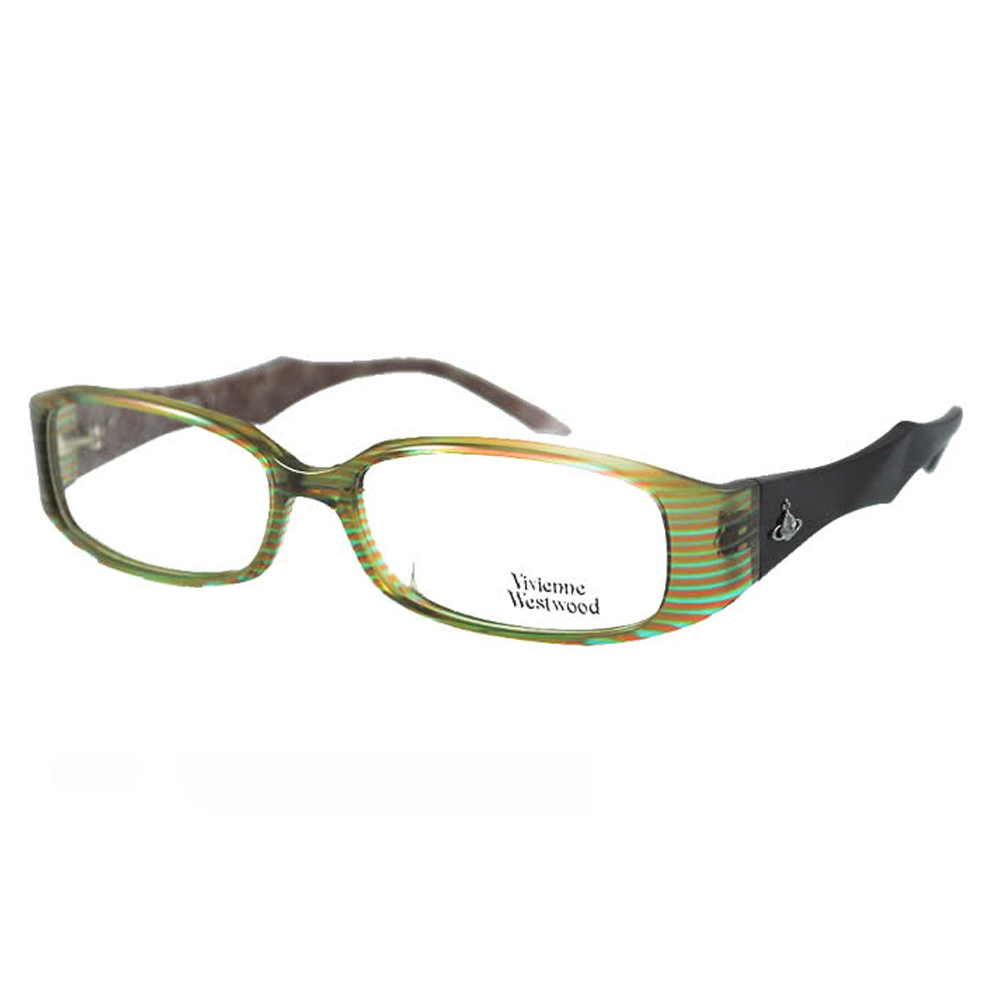 【Vivienne Westwood】英倫龐克風線條質感款光學眼鏡(黑/綠) VW223-03