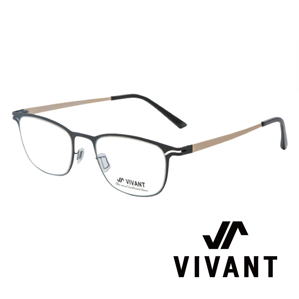 VIVANT 江南奢侈品牌金屬矩形光學眼鏡．黑【CARRE Black】