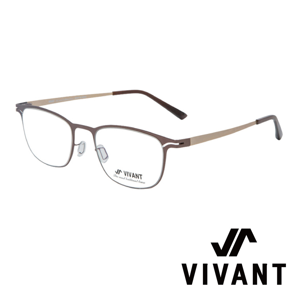 VIVANT 江南奢侈品牌金屬矩形光學眼鏡．棕【CARRE Brown】