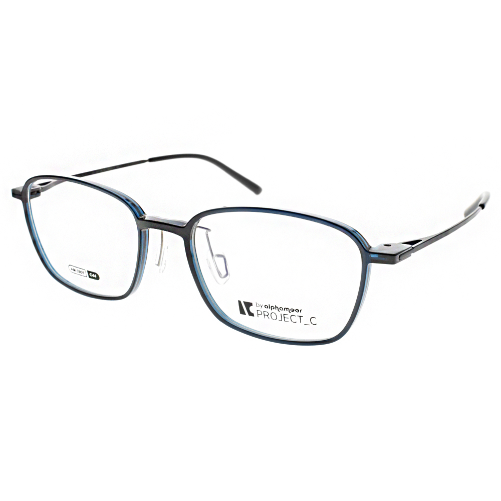 Alphameer 光學眼鏡 極簡細框款(透深青-霧黑)#AM3905 C44