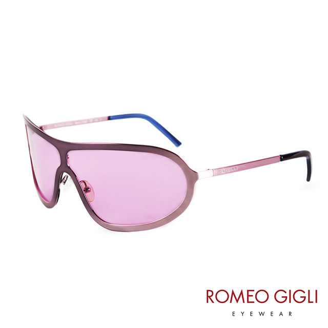 Romeo Gigli 義大利 時尚一片式線性護目造型太陽眼鏡/ 粉 RG51105