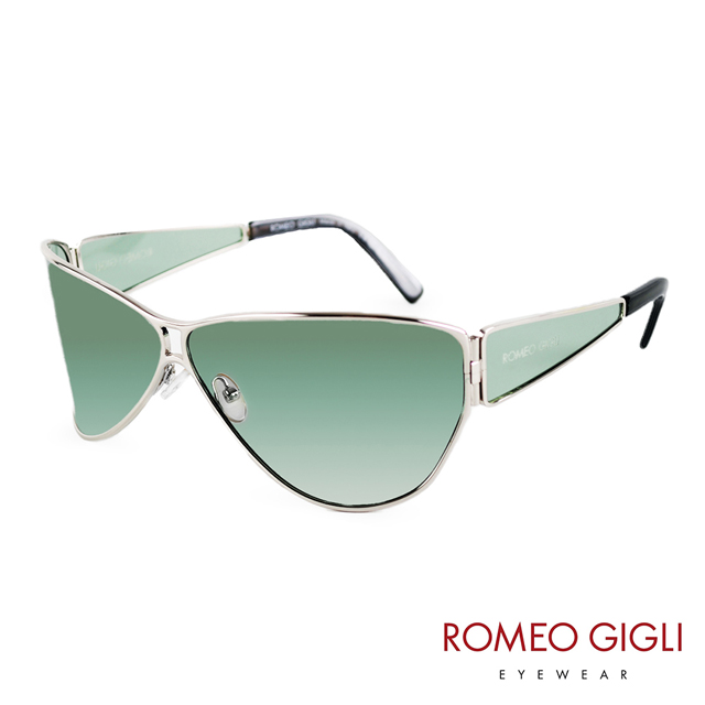 Romeo Gigli 義大利 時尚線性空間立體金屬太陽眼鏡 / 綠 RG51705