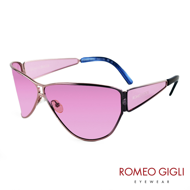 Romeo Gigli 義大利 時尚線性空間立體金屬太陽眼鏡 / 粉 RG51706