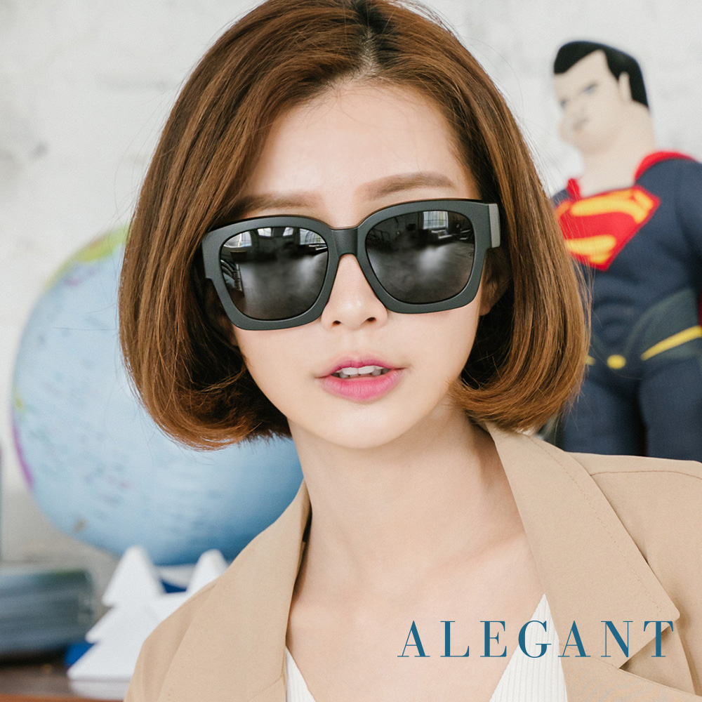 【ALEGANT】經典純黑色方框全罩式寶麗來偏光墨鏡/外掛式UV400太陽眼鏡/包覆套鏡