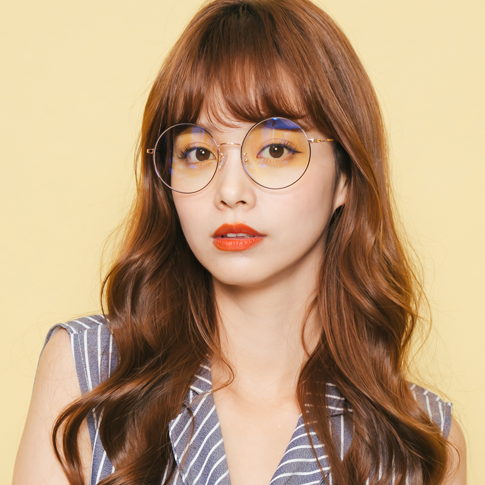 【ALEGANT】韓系玫瑰金細圓框顯小臉UV400濾藍光眼鏡
