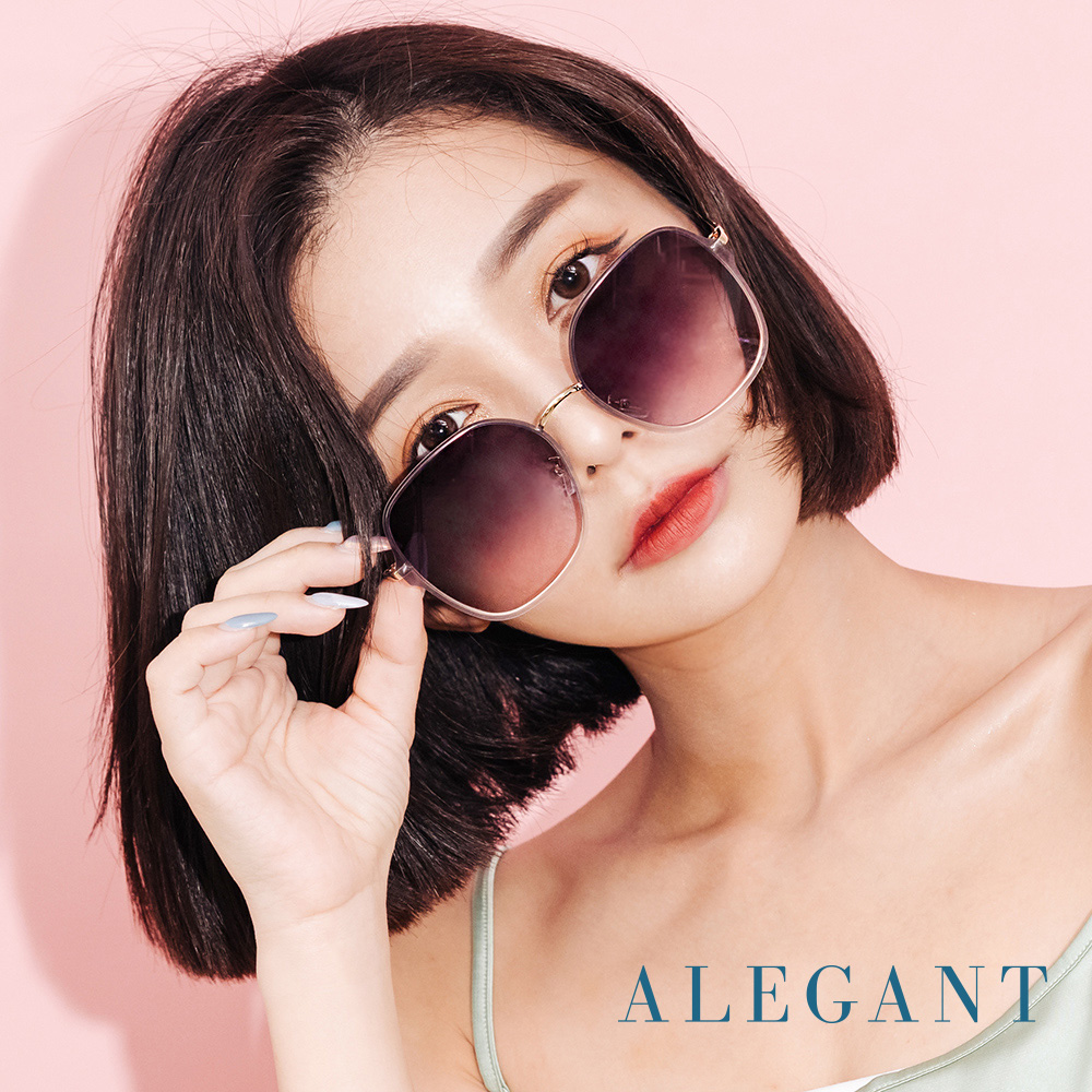 【ALEGANT】輕時尚漸層仲夏漸層藍粉果凍透視金屬鏡框設計墨鏡/UV400太陽眼鏡