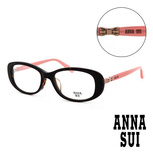 Anna Sui 日本安娜蘇 質感金屬蝴蝶結造型平光眼鏡(黑) AS578101