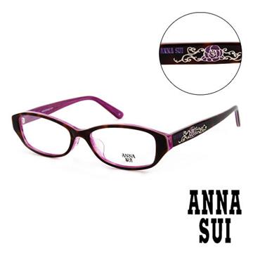 Anna Sui 日本安娜蘇 時尚豹紋薔薇造型平光眼鏡(咖啡) AS575188