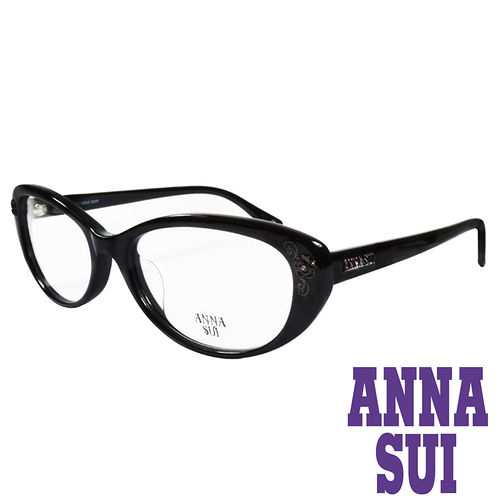 ANNA SUI 金屬時尚水鑽薔薇造型眼鏡(黑)AS622-001