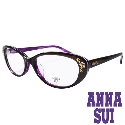 ANNA SUI 金屬時尚水鑽薔薇造型眼鏡(琥珀+紫)AS622-152
