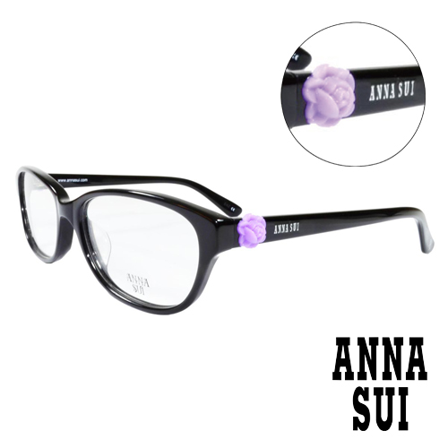 ANNA SUI 立體復古紫薔薇造型眼鏡(黑)AS625-001