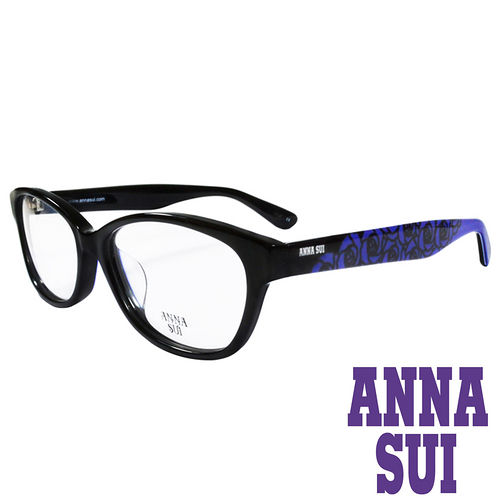 ANNA SUI 浪漫薔薇花紋造型眼鏡(黑+藍)AS636-001