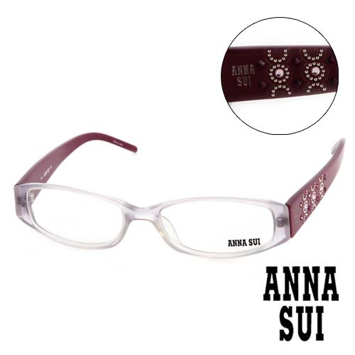 Anna Sui 日本安娜蘇 時尚粉鑽幾何造型平光眼鏡(酒紅) AS10203