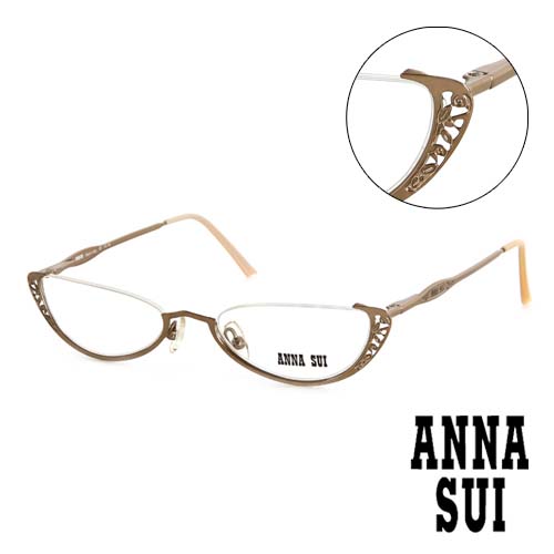 Anna Sui 日本安娜蘇 復古時尚立體精雕造型平光眼鏡(金) AS02501