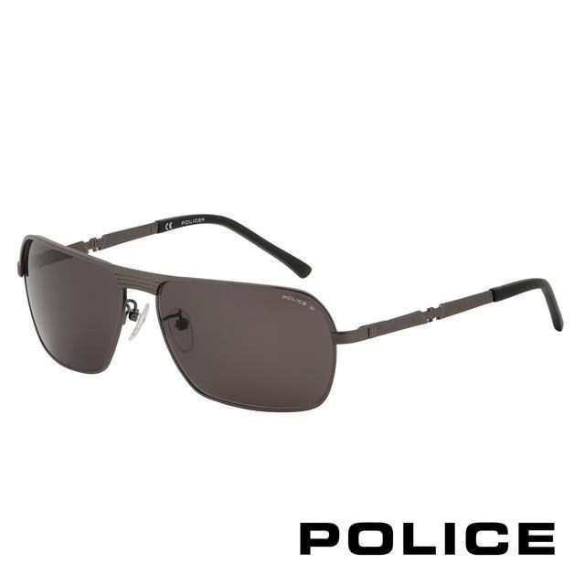 POLICE 都會時尚偏光飛行員太陽眼鏡 (銀灰色) POS8745-584P