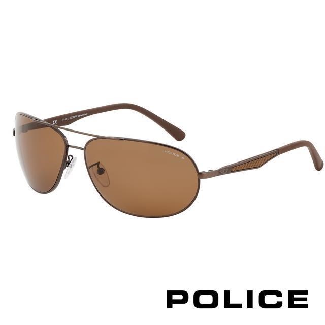 POLICE 都會時尚偏光飛行員太陽眼鏡 (古銅色) POS8757-K05P