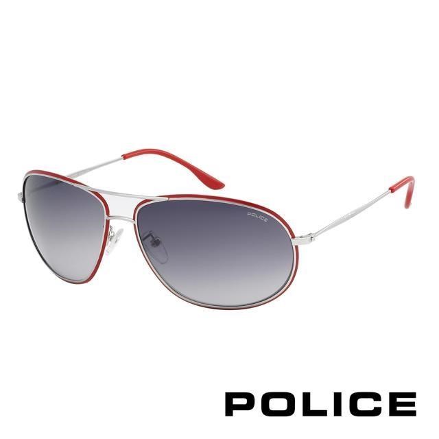 POLICE 都會時尚太陽眼鏡 (銀+紅) POS8637-0N54