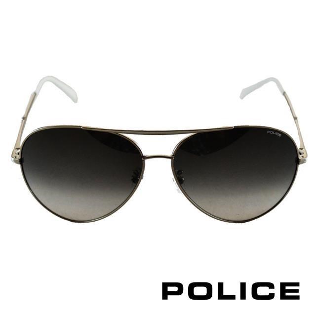 POLICE 飛行員太陽眼鏡★金屬大框面時尚必備★(金屬白) POS8585-0528