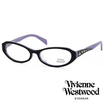 Vivienne Westwood 薇薇安．魏斯伍德 皇家貴氣水鑽光學眼鏡(黑紫色) VW19301