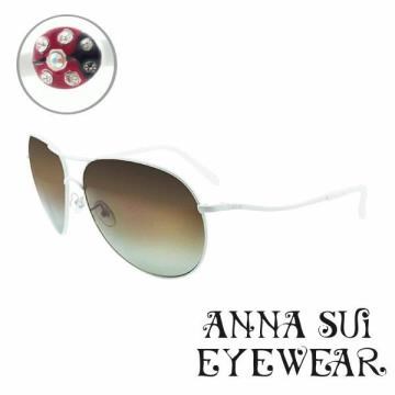 【Anna Sui 安娜蘇】晶鑽飛官款流線設計小瓢蟲墨鏡(白)AS805-872