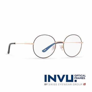 【INVU】瑞士文雅質感細黑圓框光學眼鏡(白金/黑) B3903B