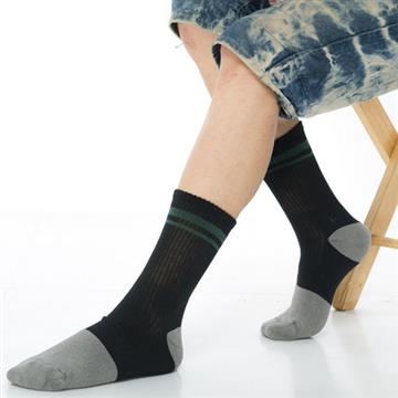 【KEROPPA】可諾帕竹碳運動型健康男襪x2雙C90013-黑配深灰條