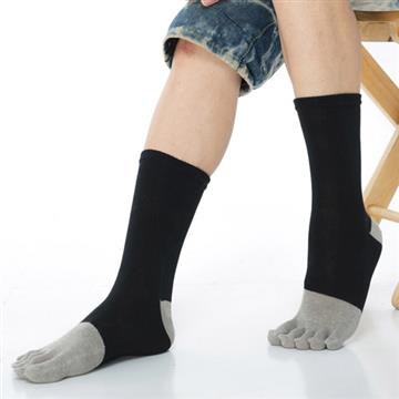 【KEROPPA】可諾帕吸濕排汗竹炭保健1/2五趾男襪x2雙C90009-黑配灰