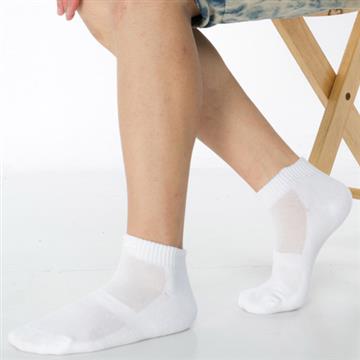 【KEROPPA】可諾帕細針毛巾底氣墊束底男短襪x4雙C91002白