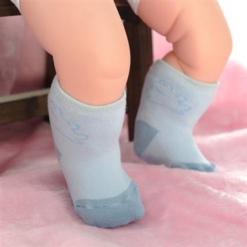 【KEROPPA】MIT0~6個月嬰兒厚底止滑短襪x3雙(淺藍配藍)95001-B