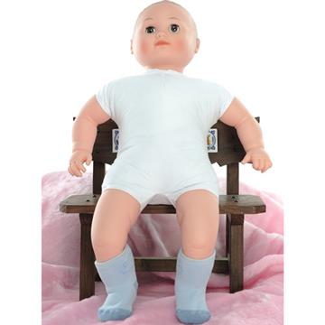 【KEROPPA】MIT6~12個月嬰兒厚底止滑1/2短襪x3雙(淺藍配藍)95001-F