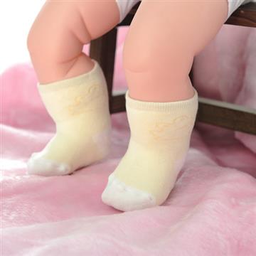 【KEROPPA】MIT0~6個月嬰兒厚底止滑短襪x3雙(黃配白)95001-B