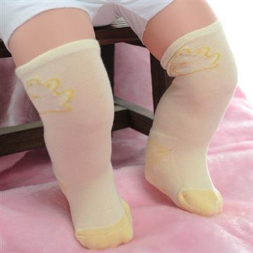 【KEROPPA】MIT6~12個月嬰兒厚底止滑1/2短襪x3雙(淺黃配黃)95001-F