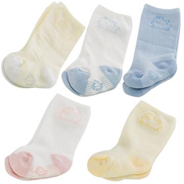 【KEROPPA】MIT0~6個月嬰兒厚底止滑1/2短襪(綜合5雙)95001-D