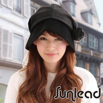 Sunlead 防寒暖暖護頸護耳。小顏效果吸濕發熱護髮美型圓頂軟帽 (黑色)