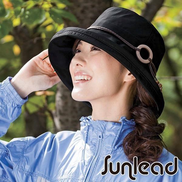 Sunlead 晴雨兩用款。防潑水輕量感抗UV防曬寬緣遮陽軟帽 (黑色)