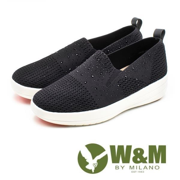 W&M (女)飛線編織厚底鑲鑽增高鞋-黑(另有白/粉)