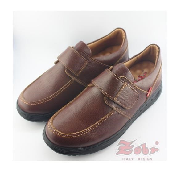 ZOBR路豹 紳士真皮雙彈力氣墊休閒鞋棕豆款 U263A