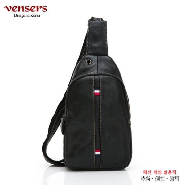 【vensers】小牛皮潮流個性胸包(N302301黑色)