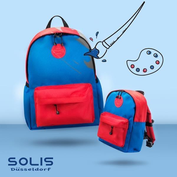 SOLIS【調色盤系列】親子雙肩後背包-大 (暗藍+亮黃/暗藍+暗紅)