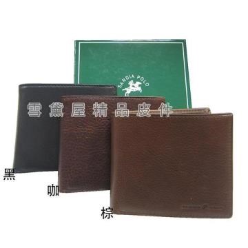 SANDIA-POLO 短夾專櫃男仕短夾100%進口軟牛皮革標準尺寸活動證件夾附品牌禮盒