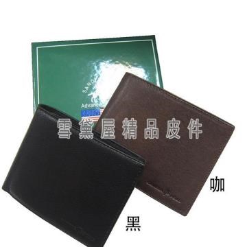 SANDIA-POLO 短夾專櫃男仕短夾100%進口軟牛皮革標準尺寸固定證件夾附品牌禮盒
