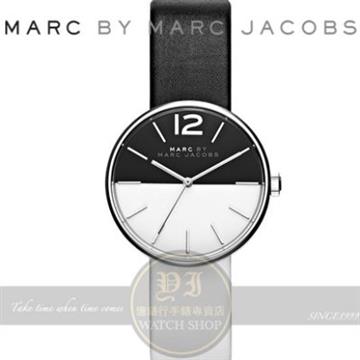 MARC BY MARC JACOBS國際精品Peggy簡約時尚真皮腕錶-黑白/36mm MBM1366
