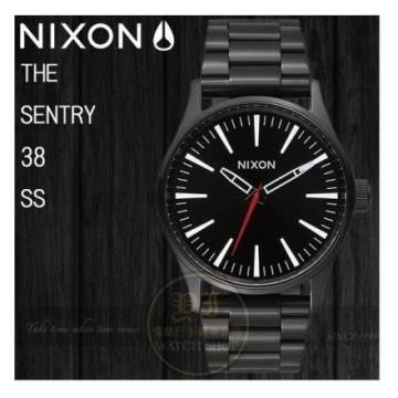 NIXON 實體店THE SENTRY 38 SS潮流腕錶BLACK / WHITE公司貨A450-005
