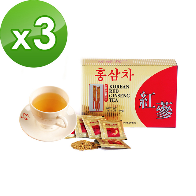 金蔘-6年根韓國高麗紅蔘茶(50包／盒)共3盒