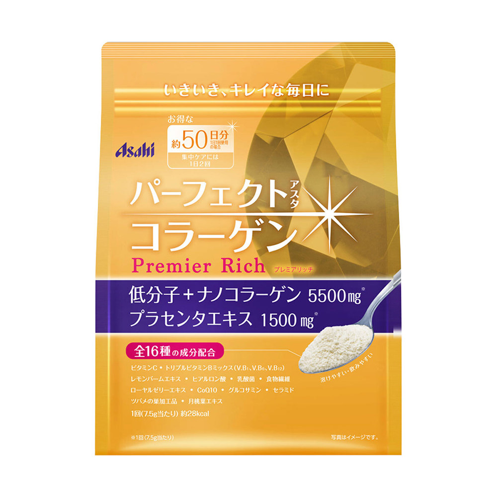 【日本 Asahi】朝日膠原蛋白粉補充包-黃金尊爵版378g(50日份/包)