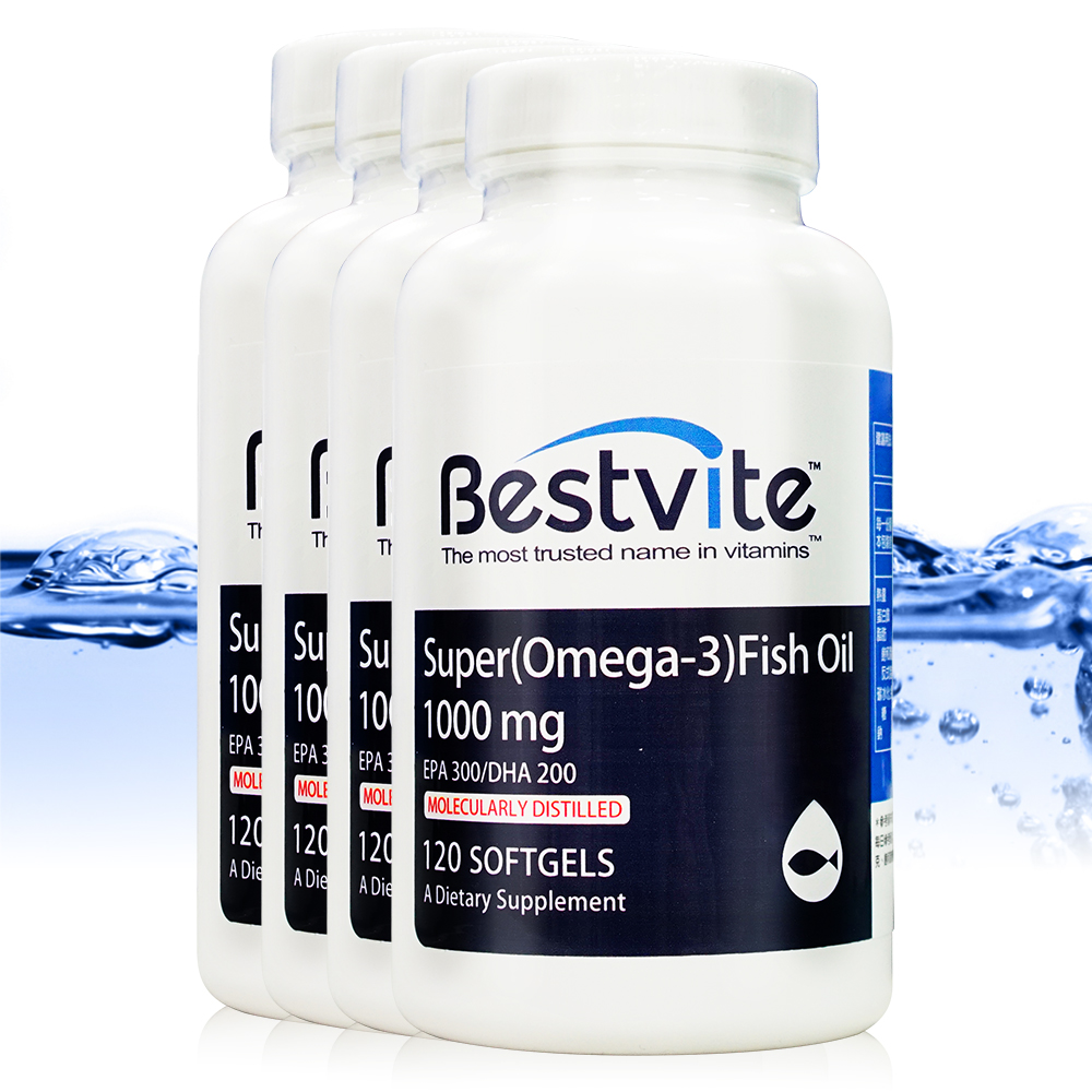 【美國BestVite】必賜力超級OMEGA-3魚油膠囊4瓶組 (120顆*4瓶)