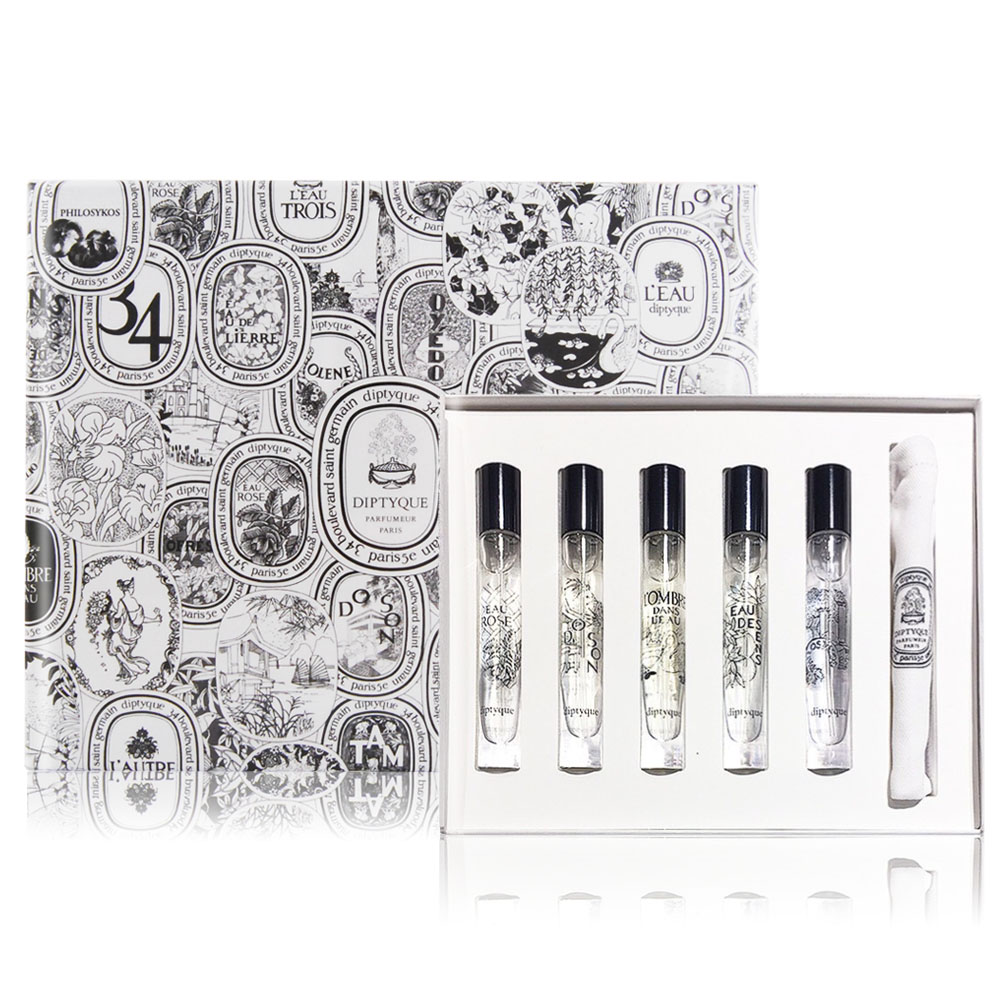 DIPTYQUE 經典淡香水禮盒(7.5mlX5)[杜桑+玫瑰之水+影中之水+感官之水+希臘無花果-國際航空版