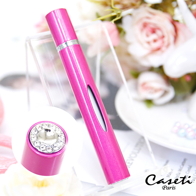 【Caseti】時尚鑲鑽香水分裝瓶(桃) 防漏鎖設計