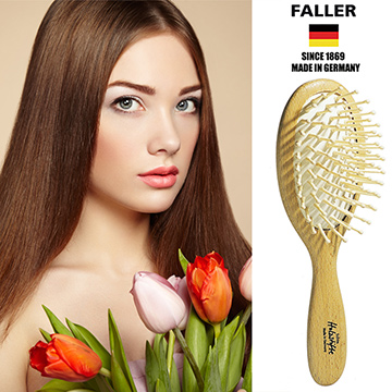 【德國FALLER芙樂梳具刷具 德國FALLER芙樂 德國製大尺寸FSC圓珠橢圓櫸木氣墊木齒梳