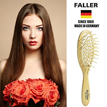 【德國FALLER芙樂梳具刷具】德國FALLER芙樂 德國製FSC圓珠橢圓櫸木氣墊木齒梳